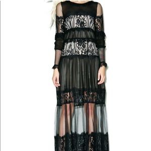 Rare For Love and Lemons FL&L Black Lace Alexa Maxi Dress Size M